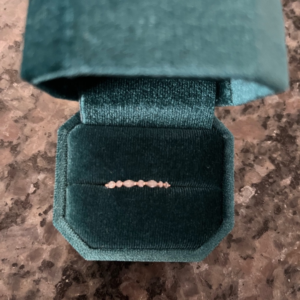 14K rose gold eternity band Marquise and round alternating moissanite stones